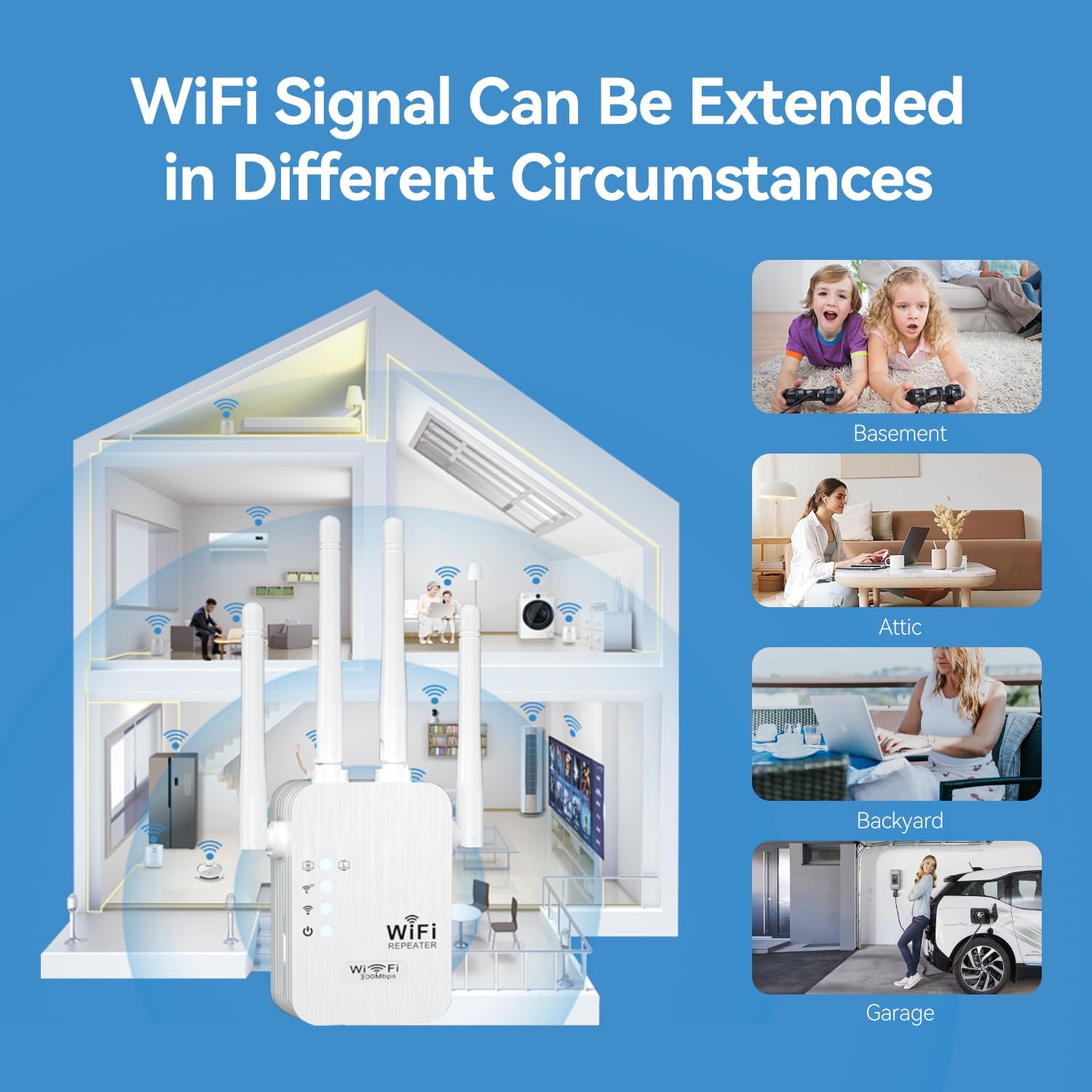WiFi Extender,WiFi Extender Signal Booster for for Home & Outdoor,Device Servers Covers Up to 6000 Sq. ft and 35 Devices,Internet Booster